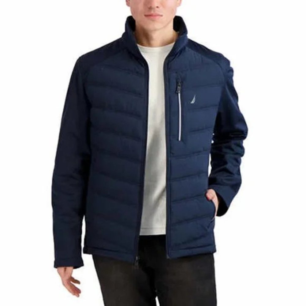 BLUE NWT Nautica Men's Mix Media Jacket - Picture 3 of 9